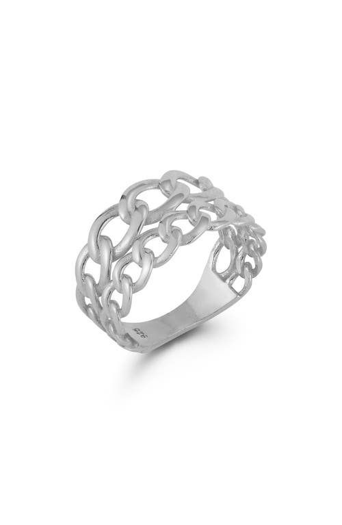 Sphera Milano Sterling Silver Two Row Curb Link Ring In Silver