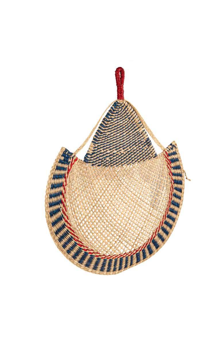 Storied Home Hand-Woven Seagrass Fan/Wall Hanging, Natural and Multicolor, Main, color, Cream