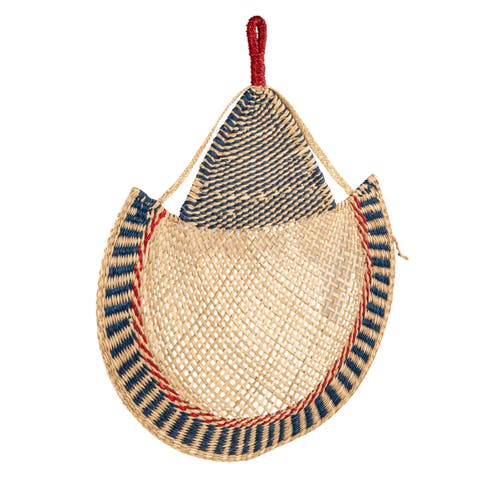 Hand-Woven Seagrass Fan/Wall Hanging, Natural and Multicolor