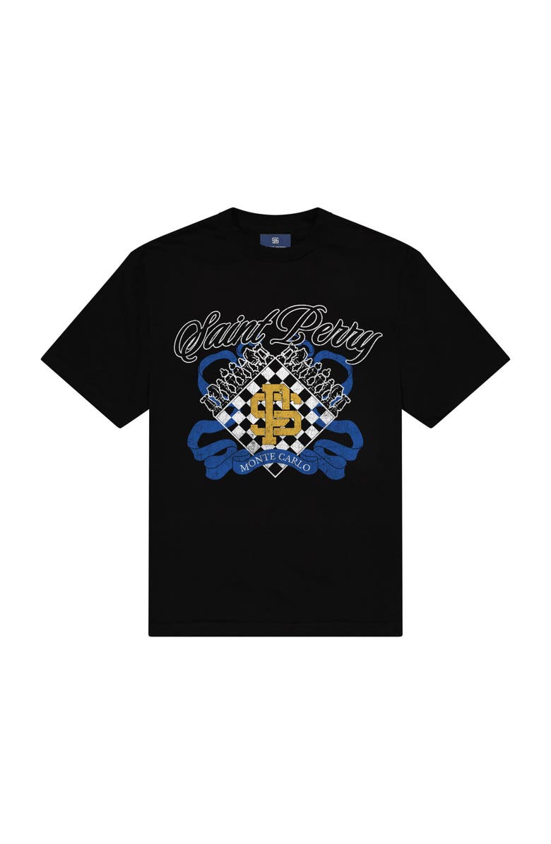 SAINT PERRY Monte Carlo Chess Crest Tees, Main, color, Black