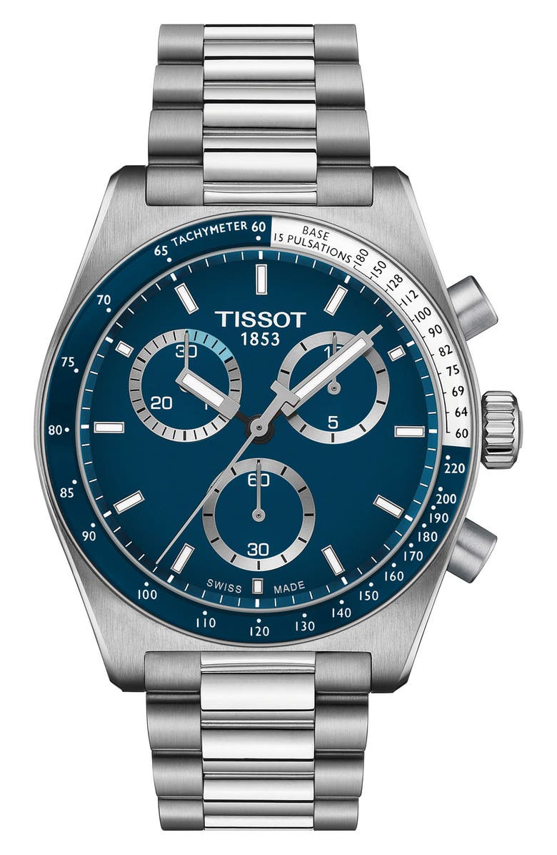 Tissot PR516 Bracelet Chronograph Watch, 40mm, Main, color, Blue