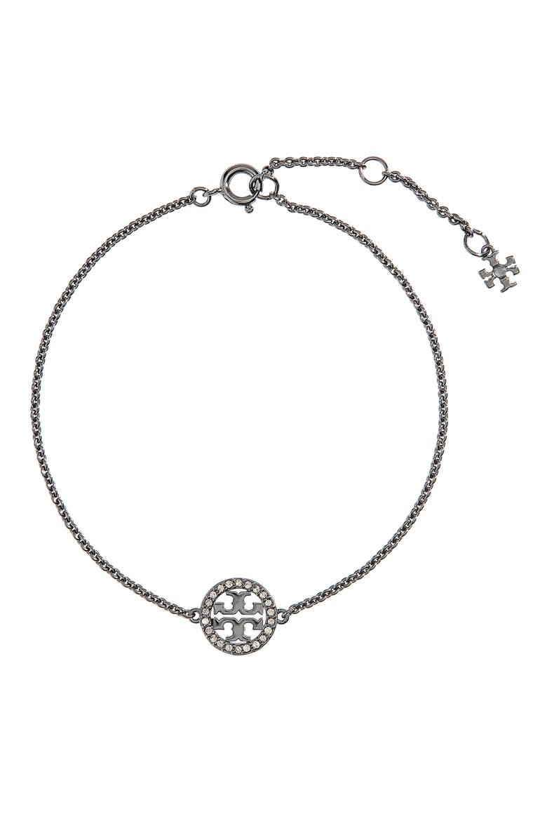 Delicate Icon Pavé Chain Bracelet, Main, color, HEMATITE / CRYSTAL