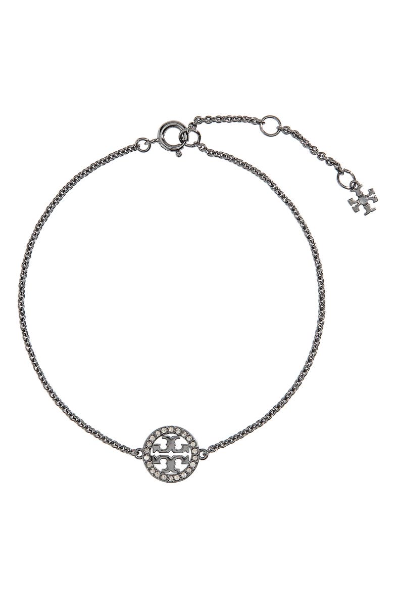 Tory Burch Delicate Icon Pavé Chain Bracelet, Main, color, 
