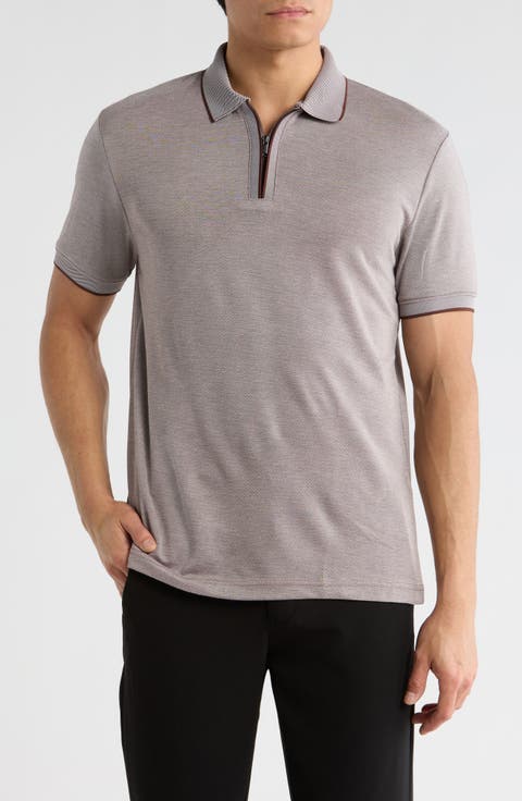 Brown With Tipping Short Sleeve Polo