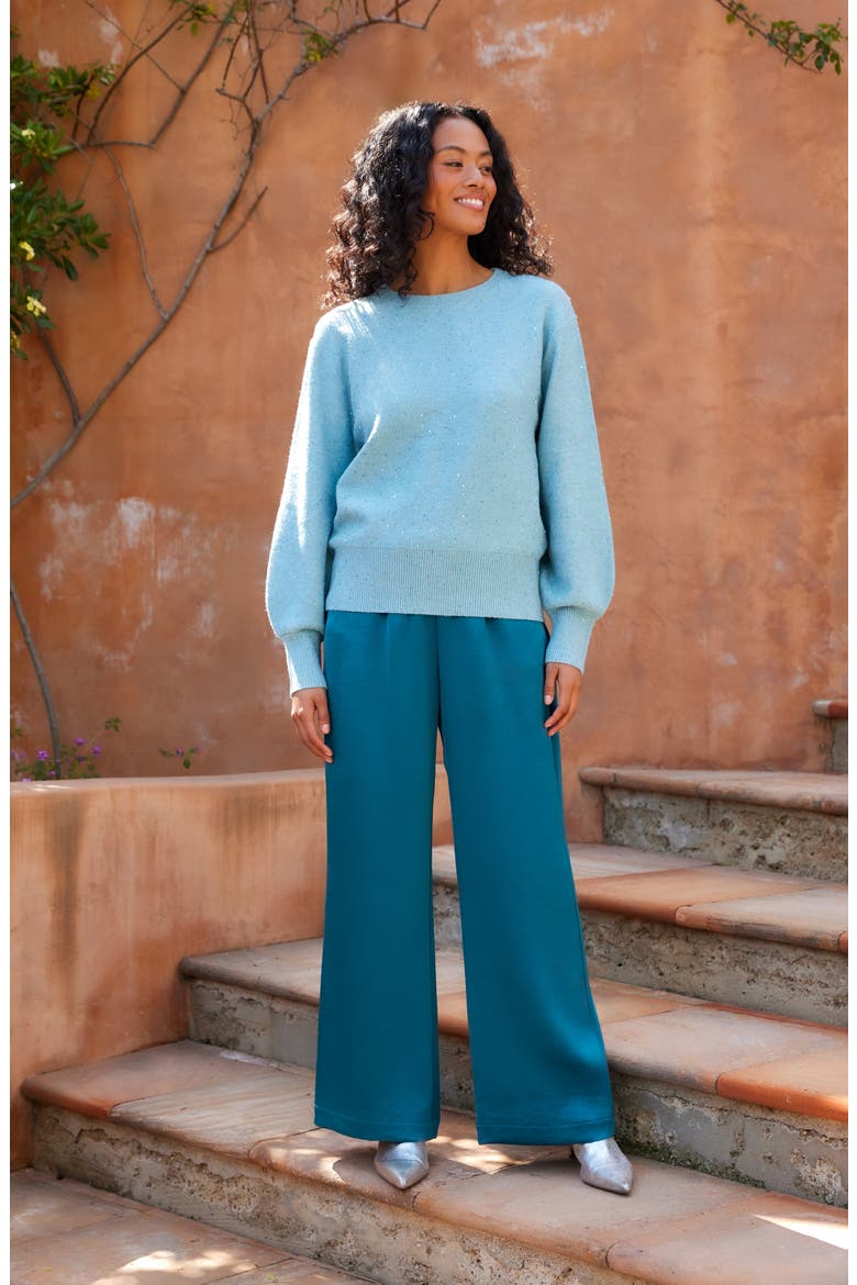 Sequin Crewneck Sweater, Alternate, color, AQUA