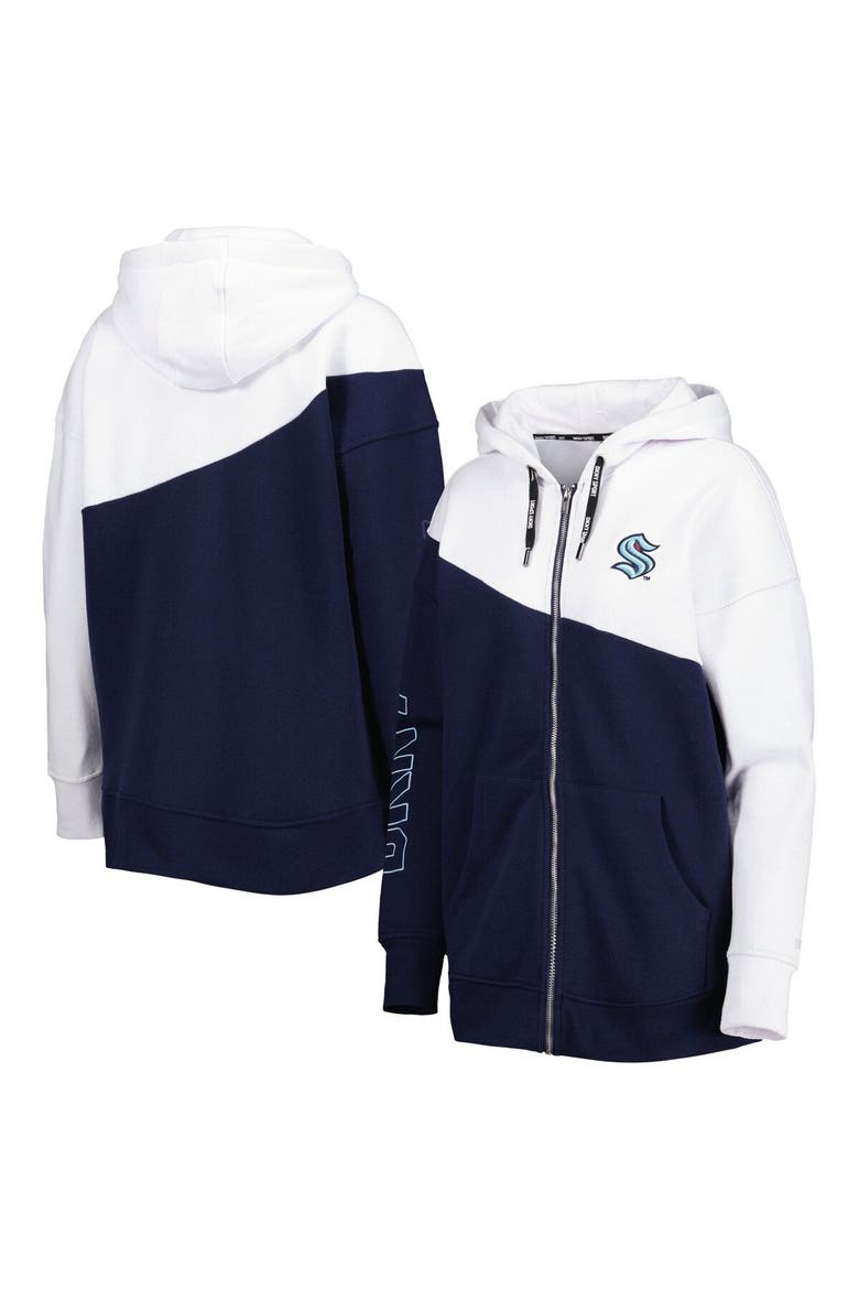 Women's DKNY Sport Deep Sea Blue/White Seattle Kraken Gina Full-Zip Hoodie, Alternate, color, Navy