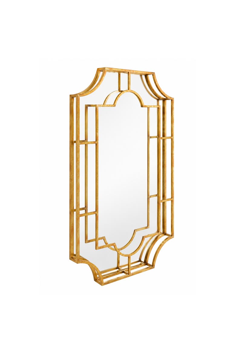 Art Deco Metal Framed Wall Mirror, Gold, Alternate, color, Gold