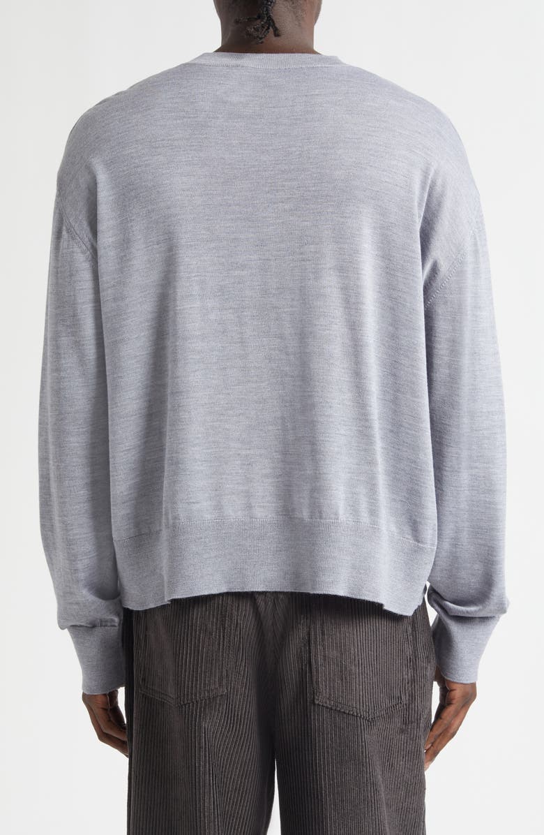 AMI PARIS Ami de Coeur Embroidered Wool & Silk Sweater, Alternate, color, Gris