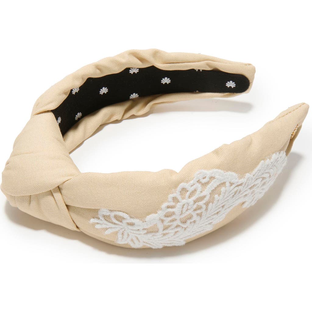 Lele Sadoughi Knotted Embroidered Lace Headband In Neutral