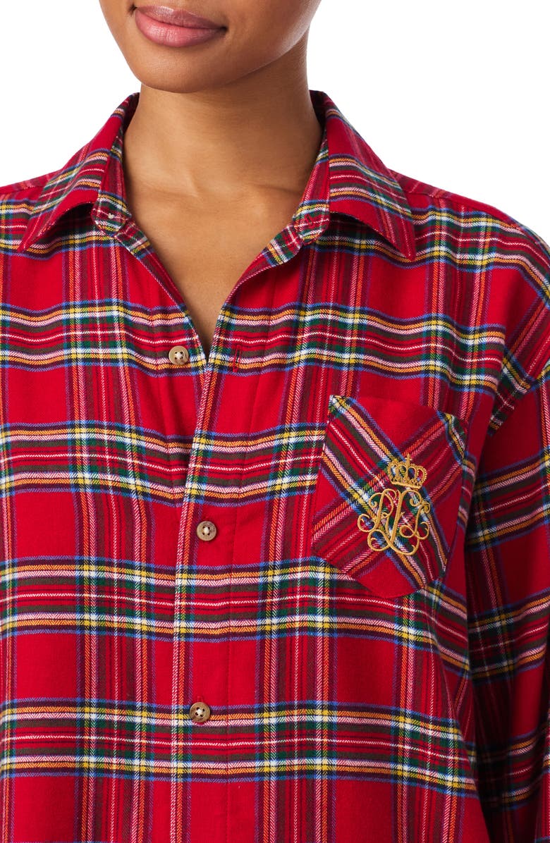 Lauren Ralph Lauren Plaid Print Sleepshirt, Alternate, color, Red Plaid