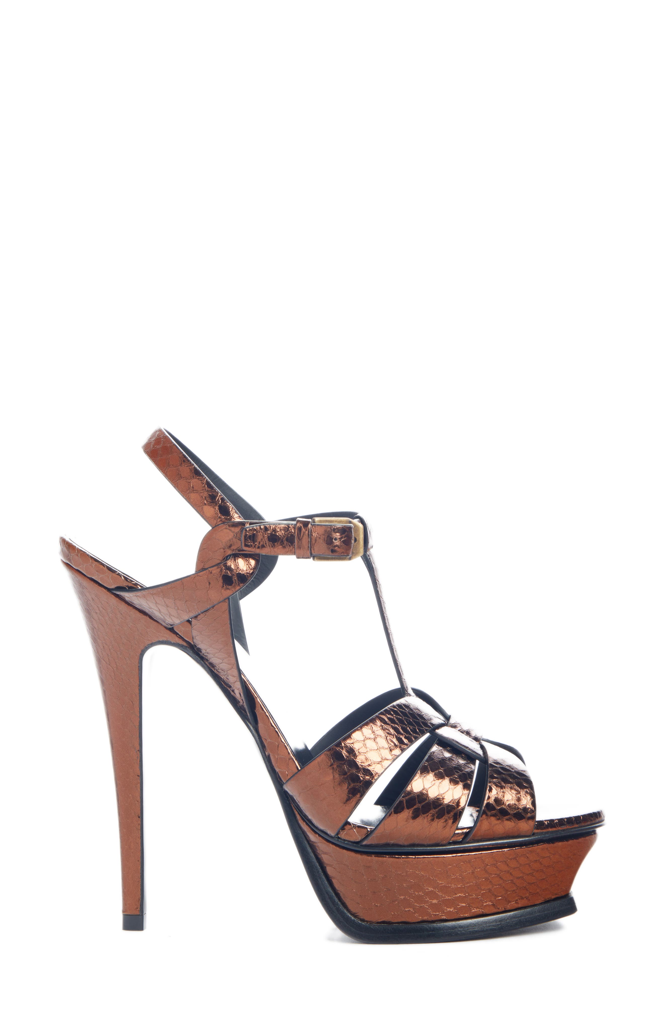 Saint Laurent Tribute Metallic Platform Sandal, Alternate, color, 