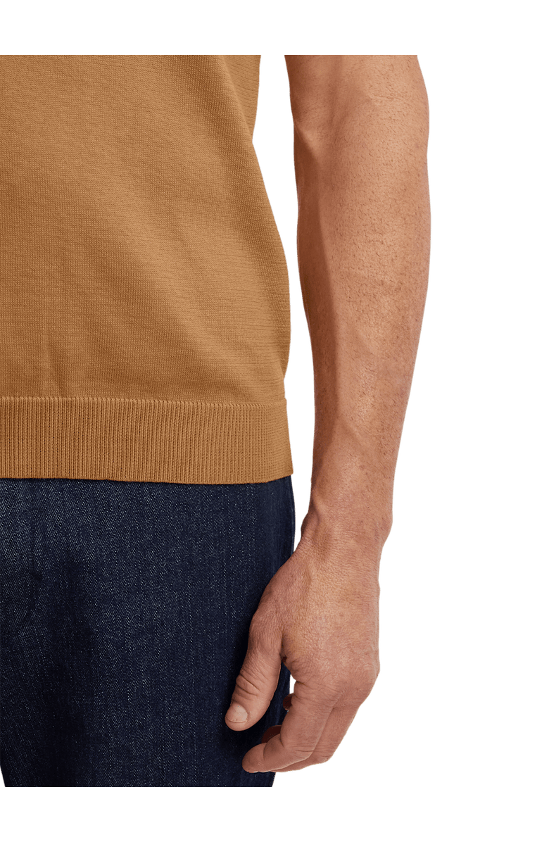 Paul Fredrick Supima Cotton Three Button Polo, Alternate, color, Light Brown