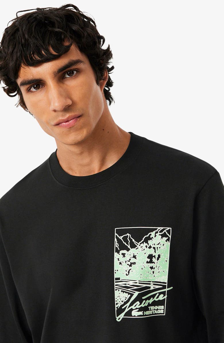 Lacoste Classic Fit Long Sleeve Cotton Graphic T-Shirt, Alternate, color, 031 Black