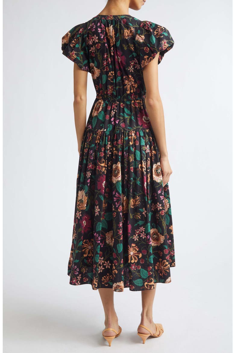 Marin Floral Cotton Midi Dress, Alternate, color, DAHLIA