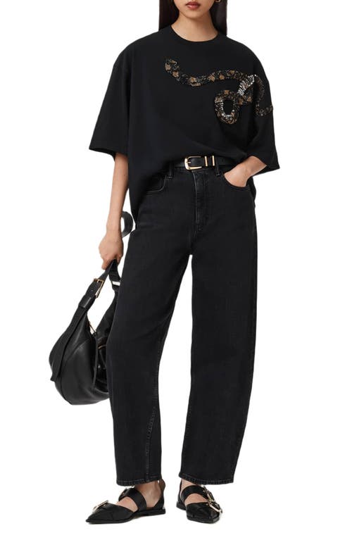 Allsaints Ouros Amelie Embellished Cotton T-shirt In Black