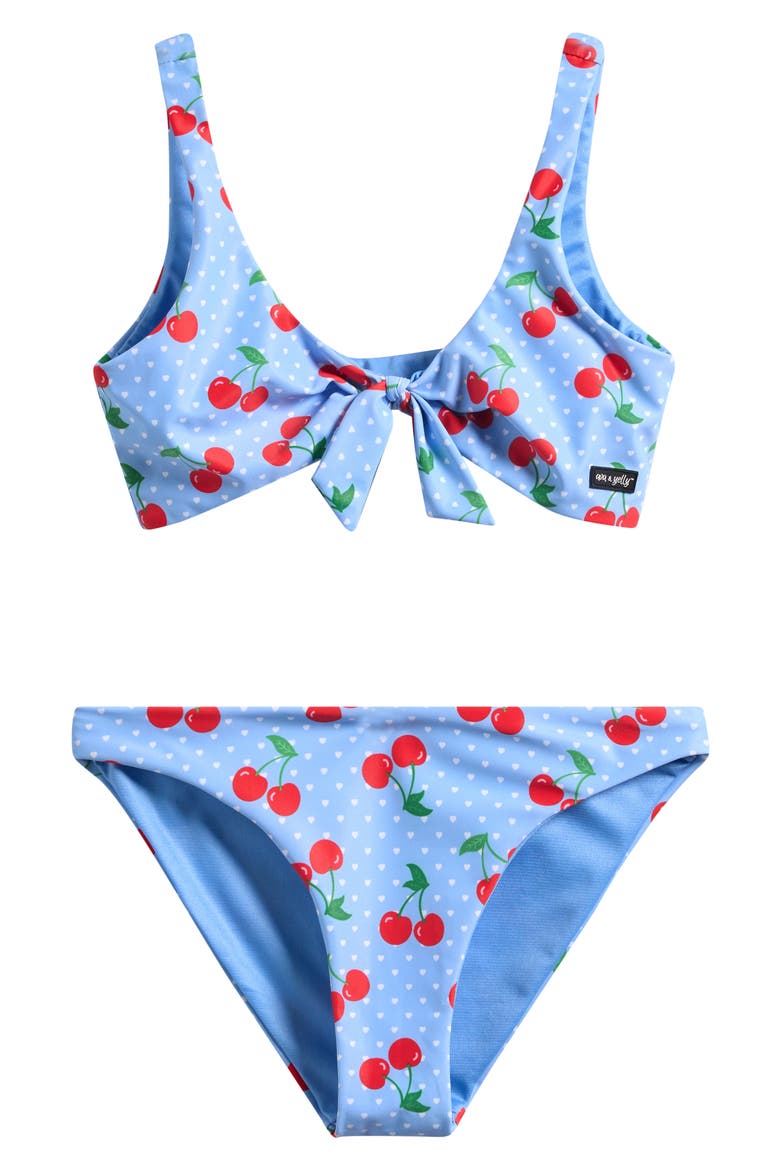 Kids' Geo Knot Two-Piece Swimsuit, Main, color, BLUE