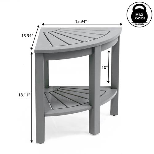 Jonathan Y Maris 18" Classic Coastal Solid Acacia Wood Indoor/outdoor Corner Shower Bench With Shelf In Gray