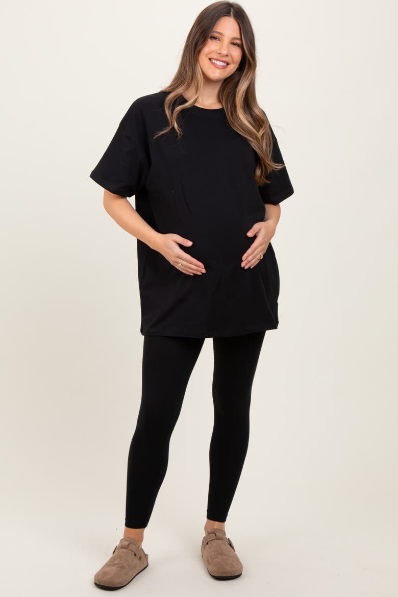 Oversized Crewneck Short Sleeve and Legging Set, Alternate, color, Black