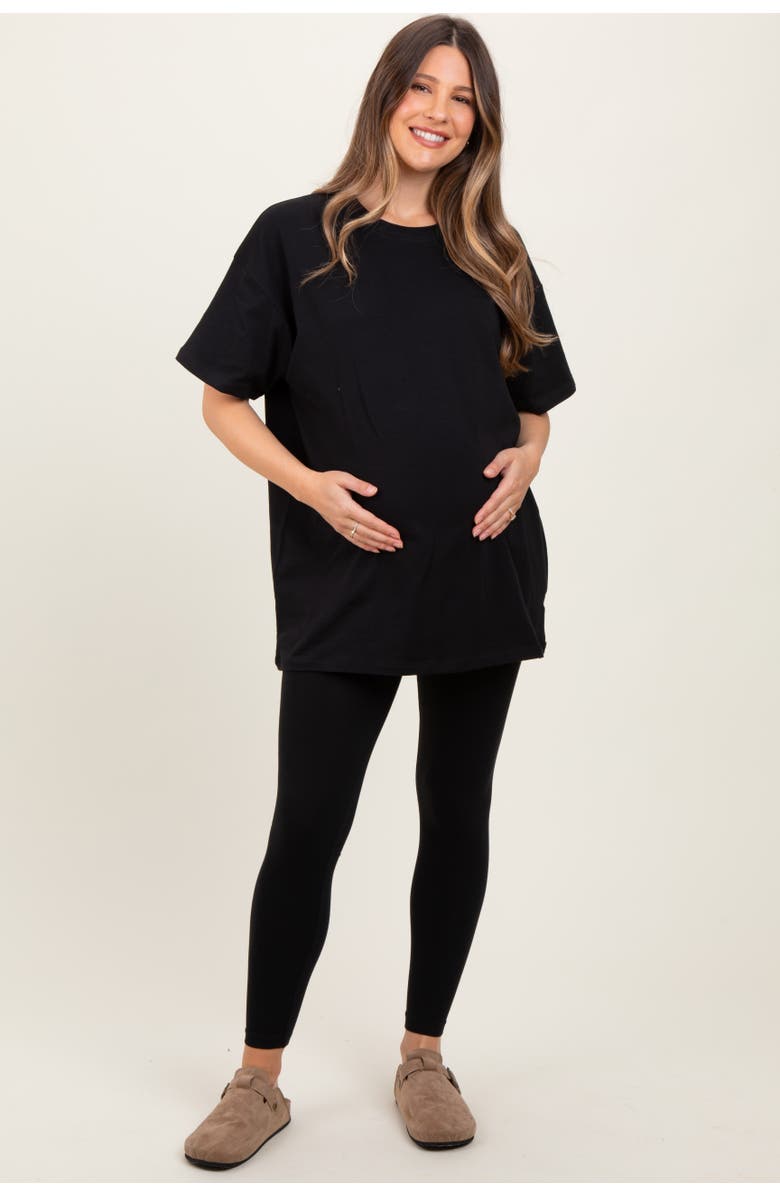 PinkBlush Oversized Crewneck Short Sleeve and Legging Set, Alternate, color, Black