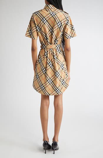 Check Cotton Belted Shirtdress