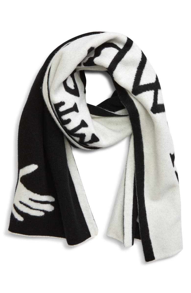 Off-White Logo Reversible Wool Scarf, Main, color, 