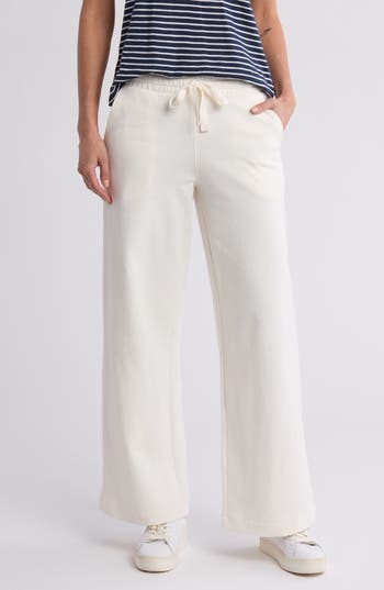 CASLON CASLON® DRAWSTRING COTTON BLEND PIQUE WIDE LEG PANTS