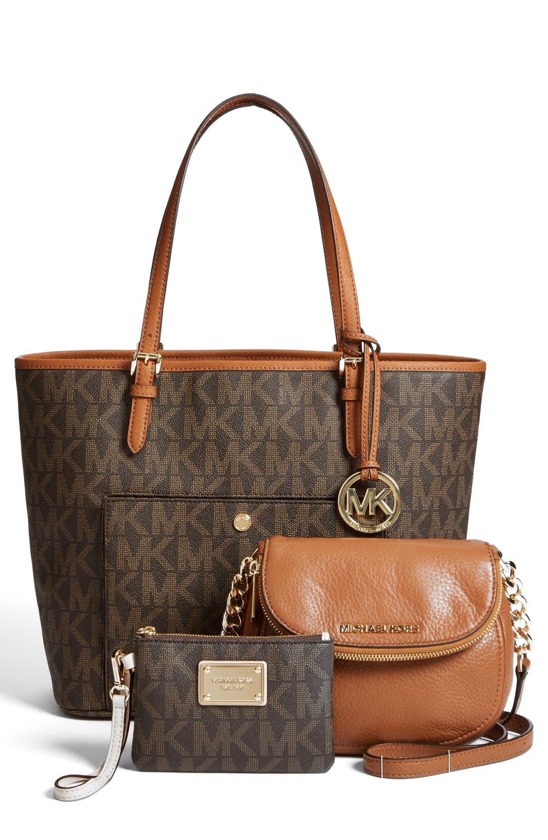 'Large Jet Set' Signature Snap Pocket Tote, Alternate, color, BROWN