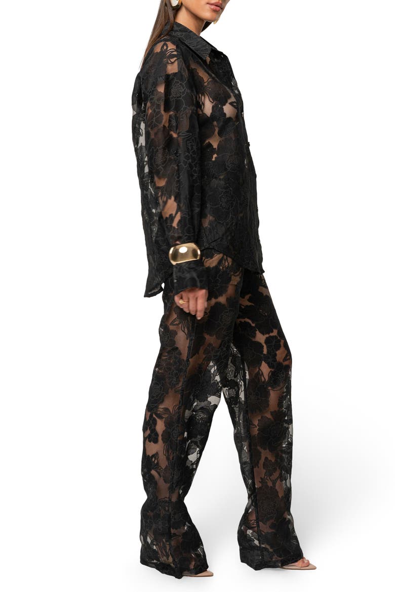Organza Floral Blouse, Alternate, color, Black