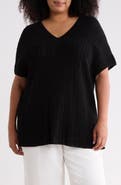 Lafayette 148 New York Ottoman Stitch Short Sleeve Sweater