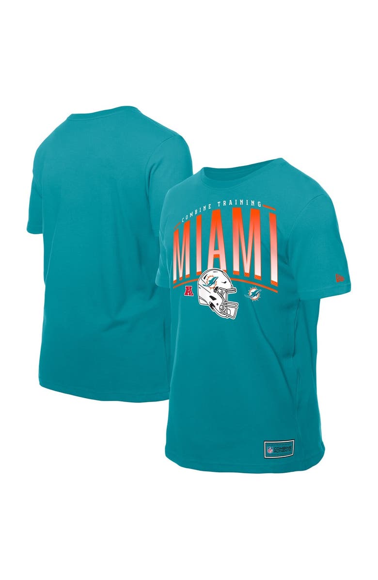 New Era Men's New Era  Aqua Miami Dolphins Combine Authentic Training Throwback T-Shirt, Main, color, Aqua