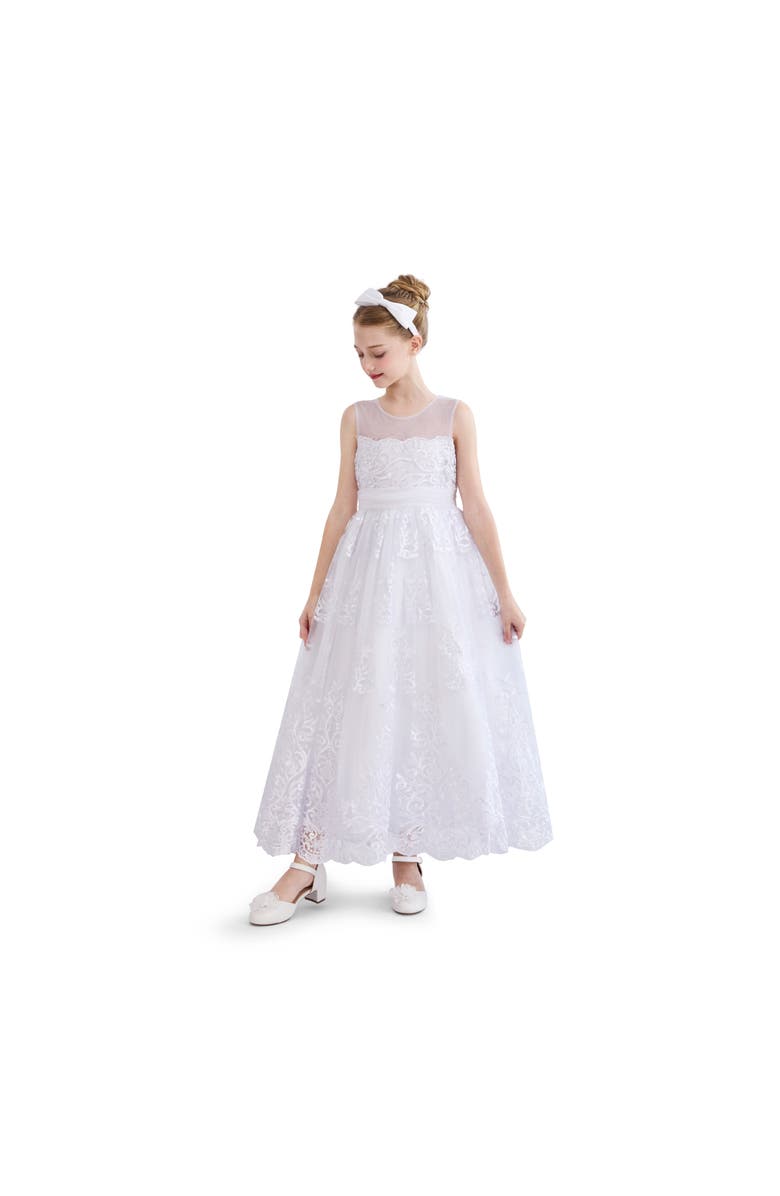 Tulleen Auresta Lace Sleeveless Dress, Alternate, color, White