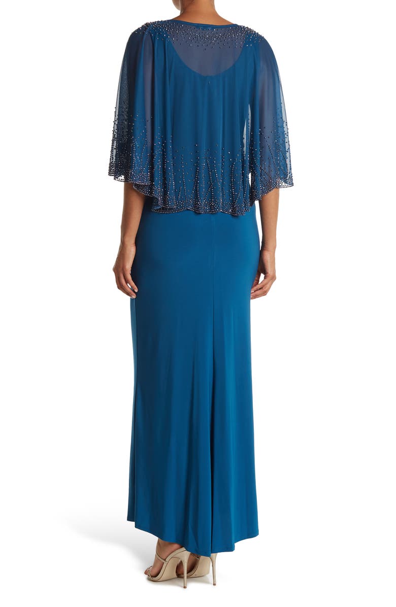 Marina Beaded Capelet Gown, Alternate, color,
