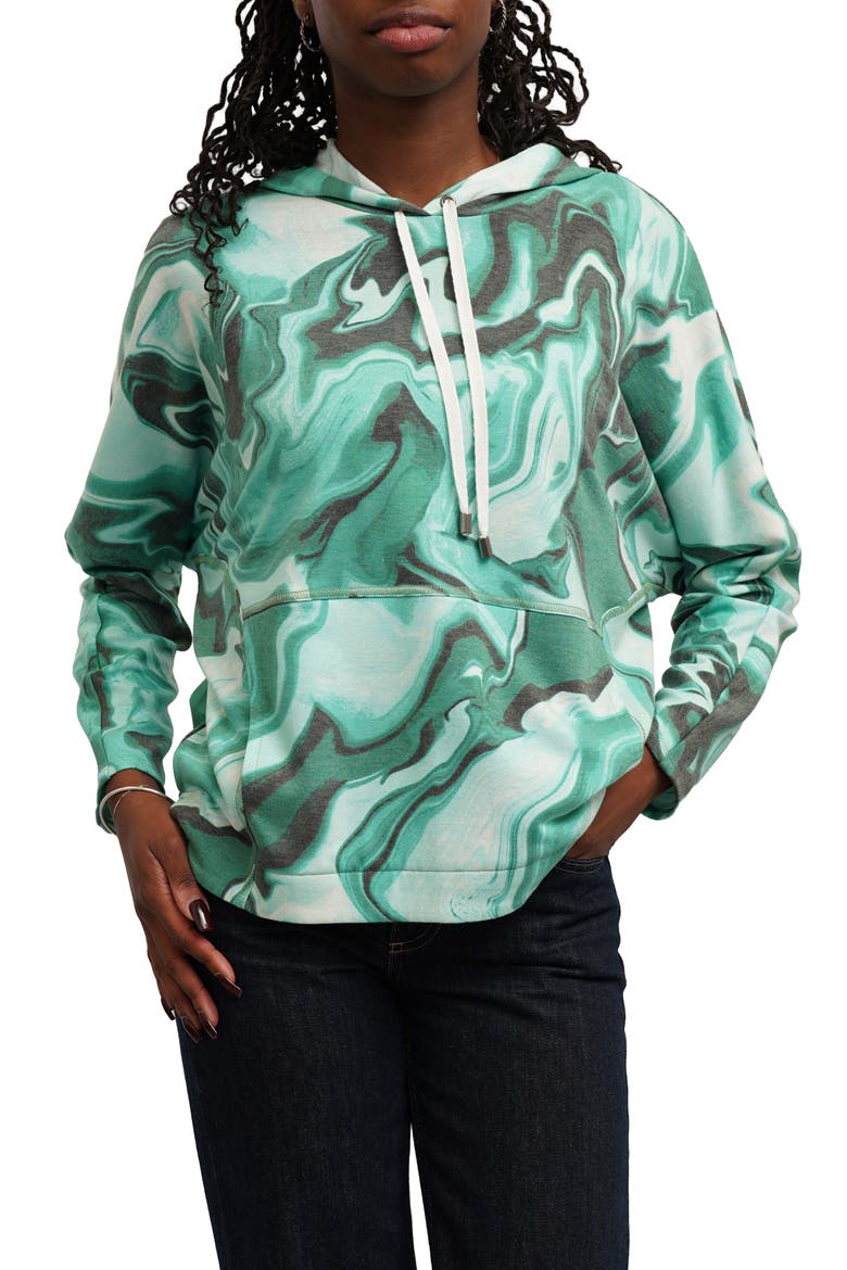 Dolman Sleeve Hoodie, Main, color, KATHLEEN EMERALD COMBO