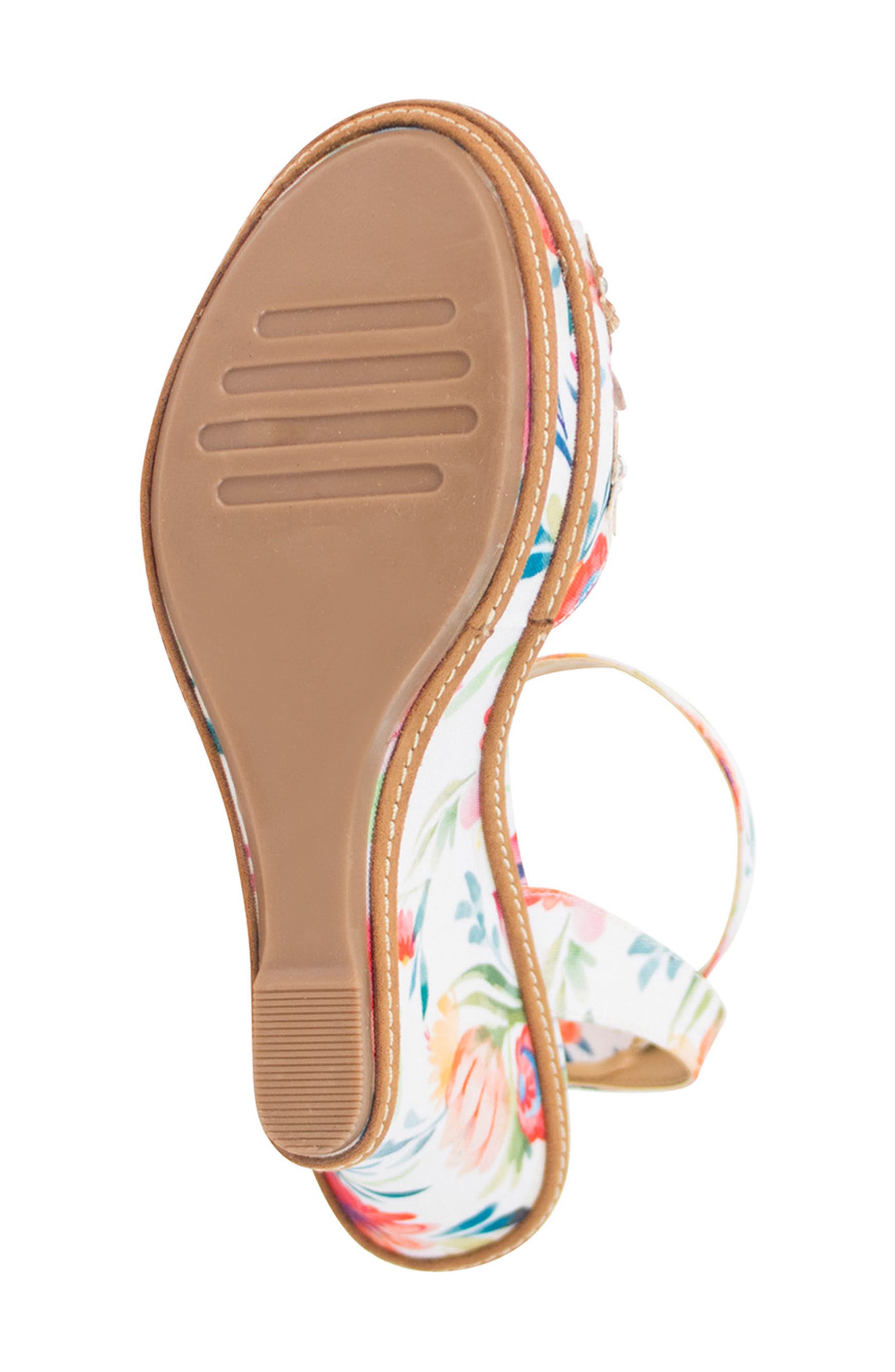 Alawna Wedge Sandal, Alternate, color, WHITE/ MULTI FABRIC