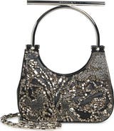 McQueen Mini T-Bar Crystal & Bead Embellished Leather Evening Bag