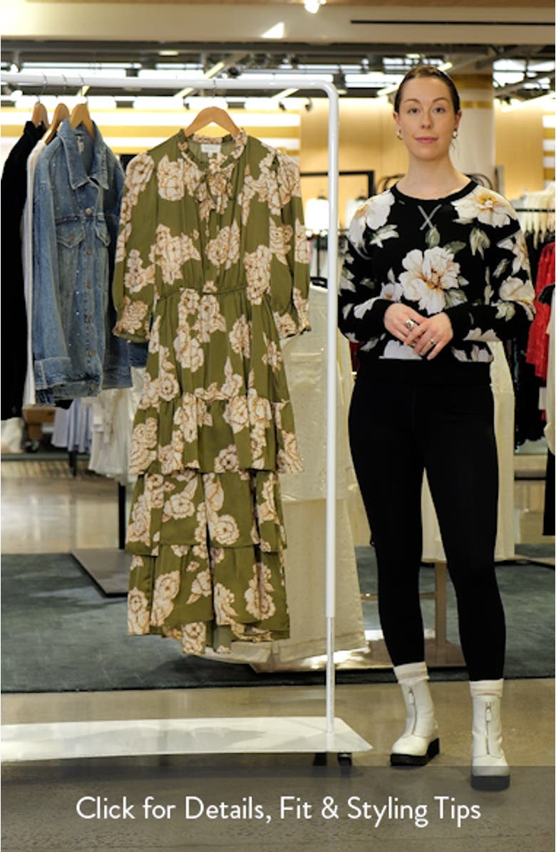 Floral Tiered Satin Midi Dress, sales video thumbnail