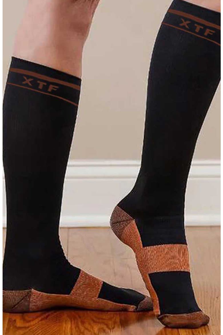 Pack of 6 Copper Infused Knee High Socks, Alternate, color, BLACK