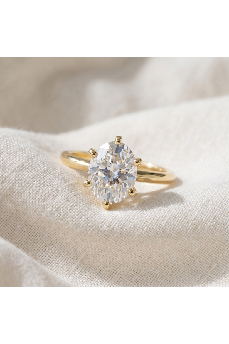3 Ct Oval Moissanite Solitaire Engagement Ring 14k Gold, Alternate, color, 14k Yellow Gold