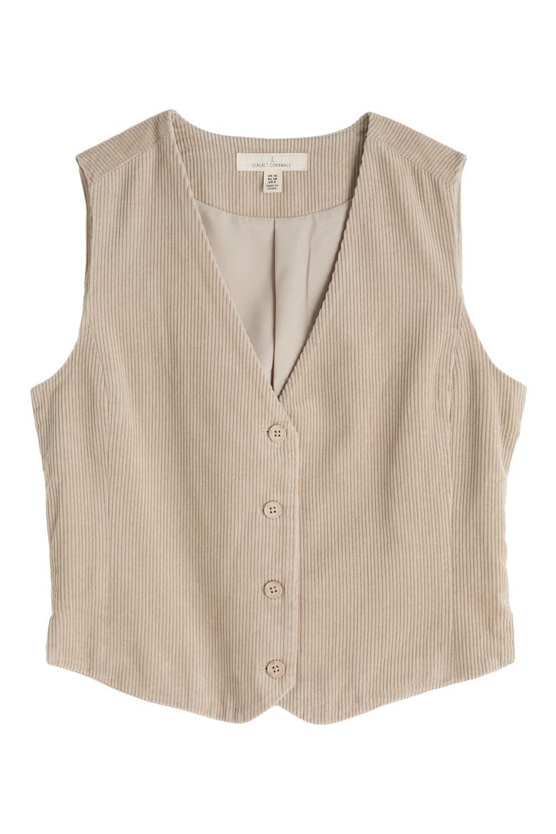 Pinpoint Organic Cotton Corduroy Vest, Alternate, color, BIRCH