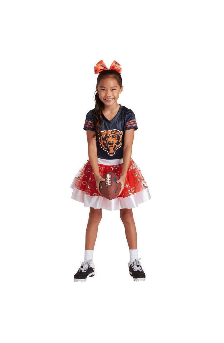 JERRY LEIGH Girls Youth Navy Chicago Bears Tutu Tailgate Game Day V-Neck Costume, Main, color, 
