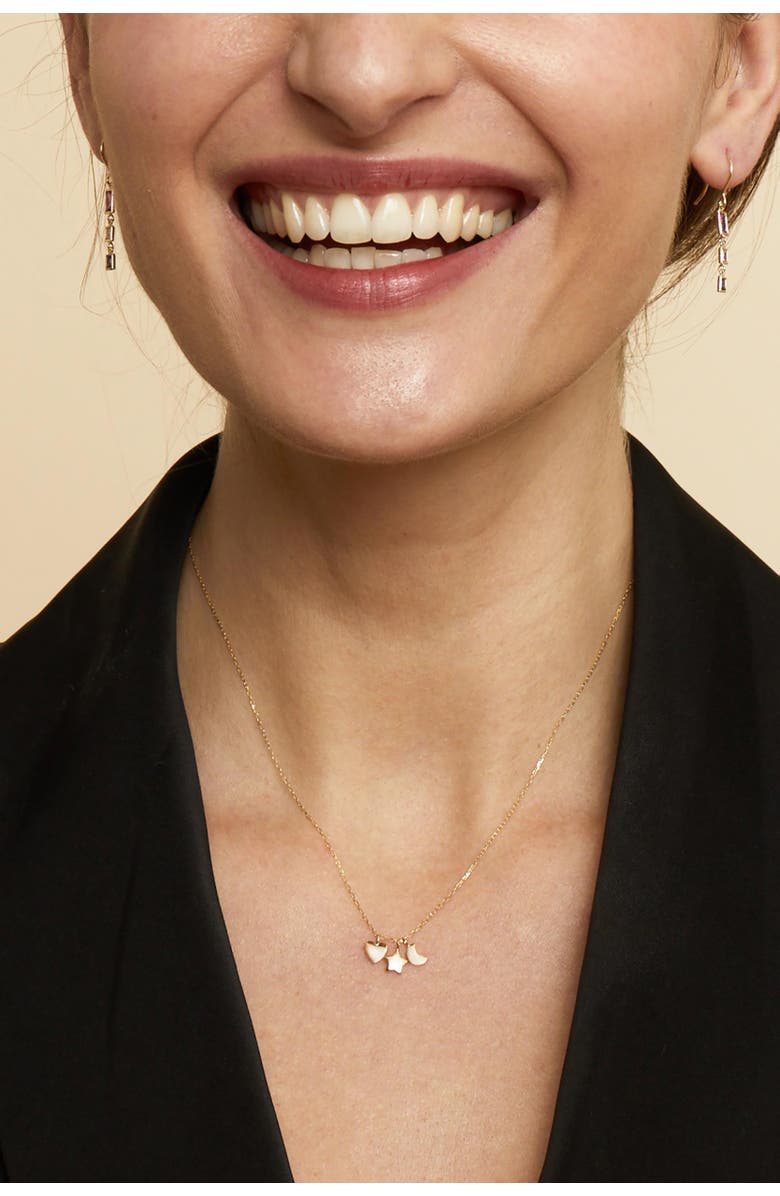 Oradina 14K Yellow Gold Charmed Pendant Necklace, Alternate, color, Yellow Gold