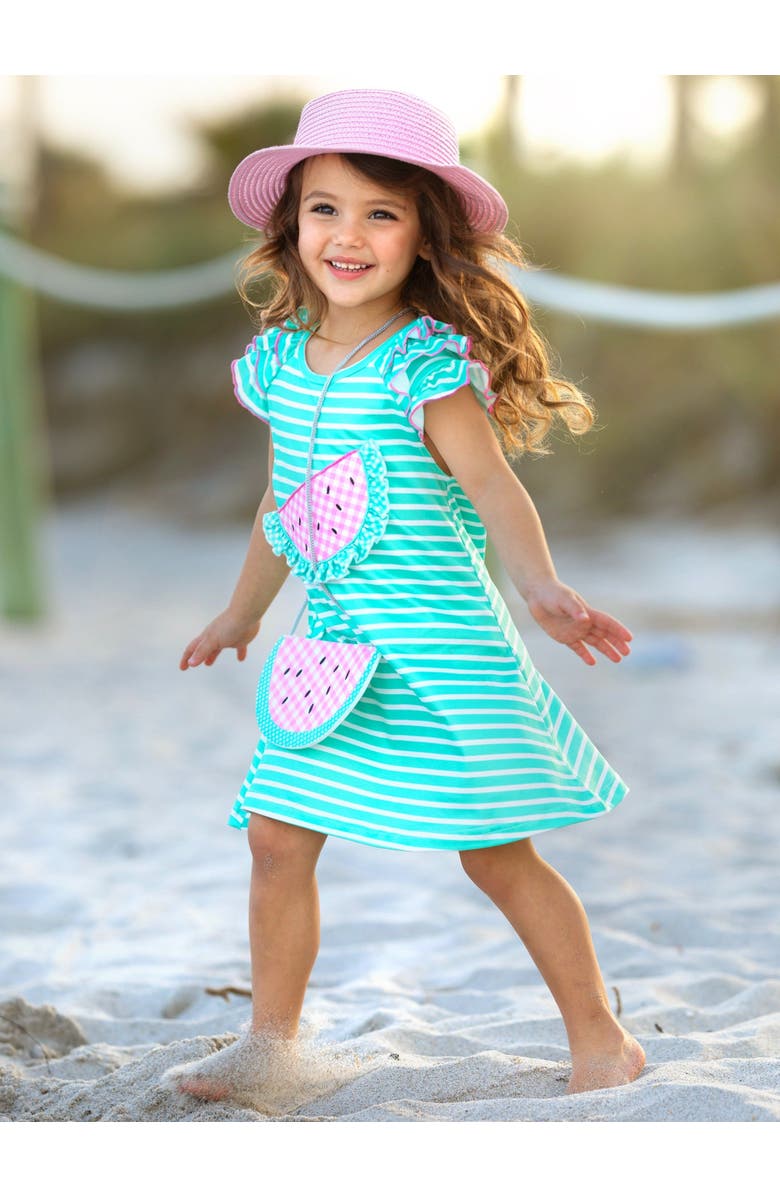 Mia Belle Girls Girls Couture Cutie Watermelon Dress and Purse Set, Alternate, color, Green