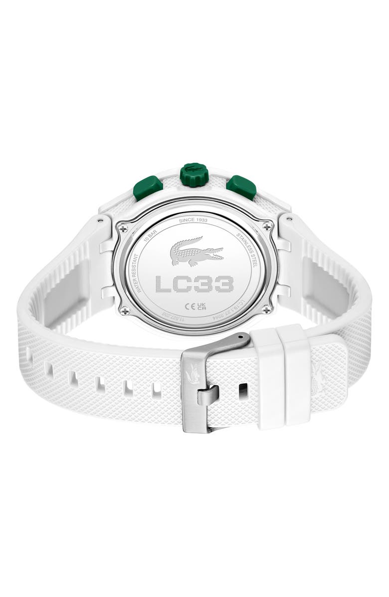 Lacoste LC33 Silicone Strap Watch, 45mm, Alternate, color, White