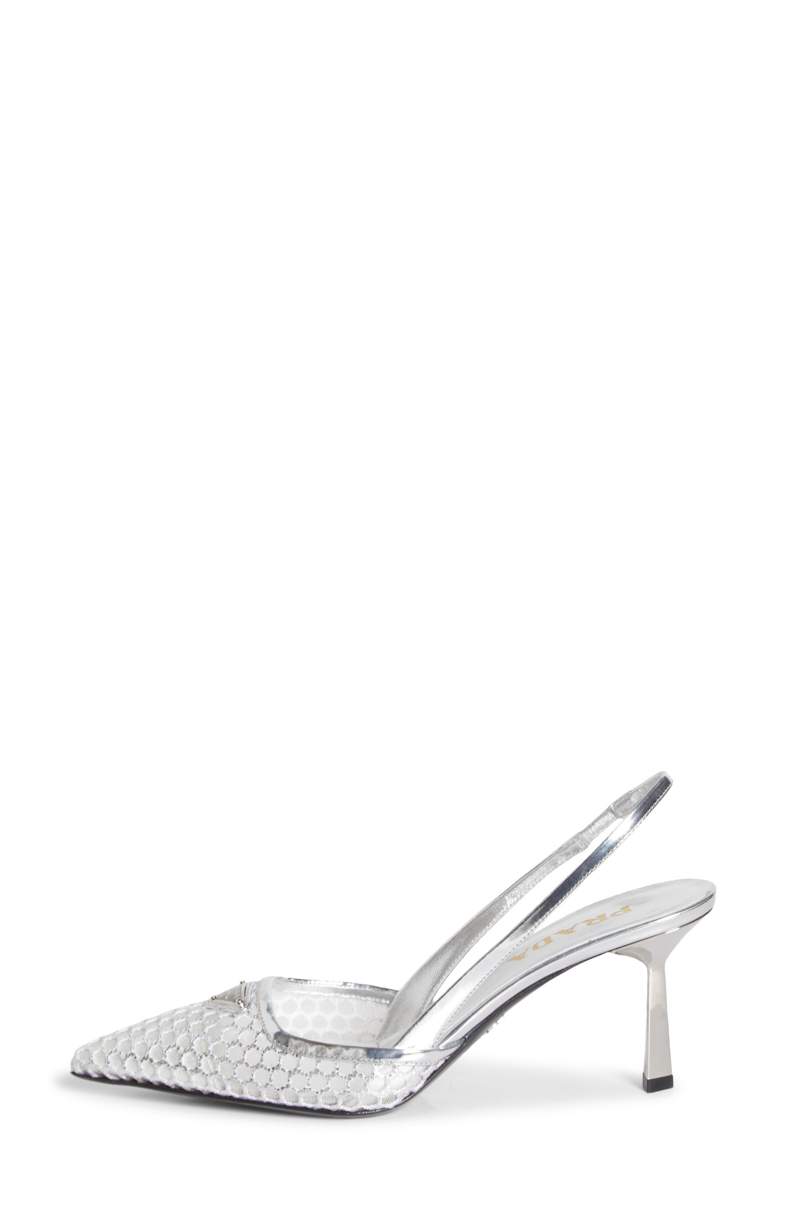 Mesh Slingback Pump, Alternate, color, PLATINO