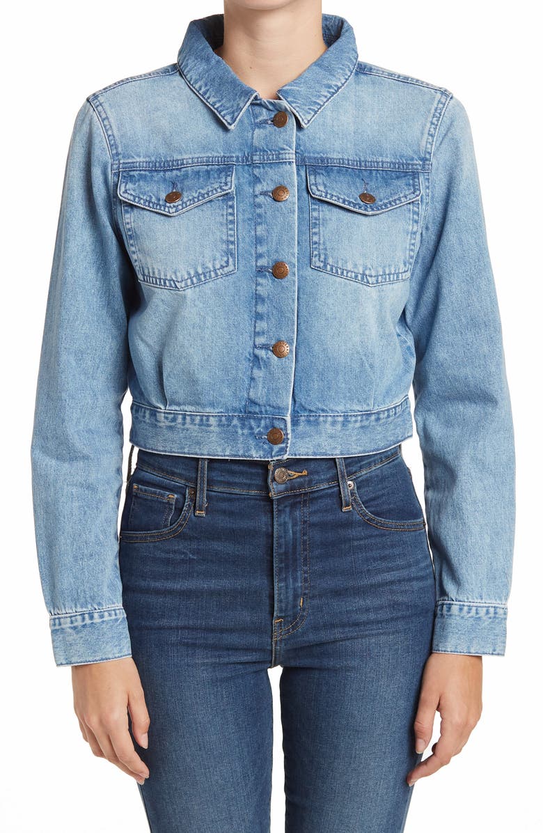 BCBGeneration Denim Jacket, Alternate, color, 