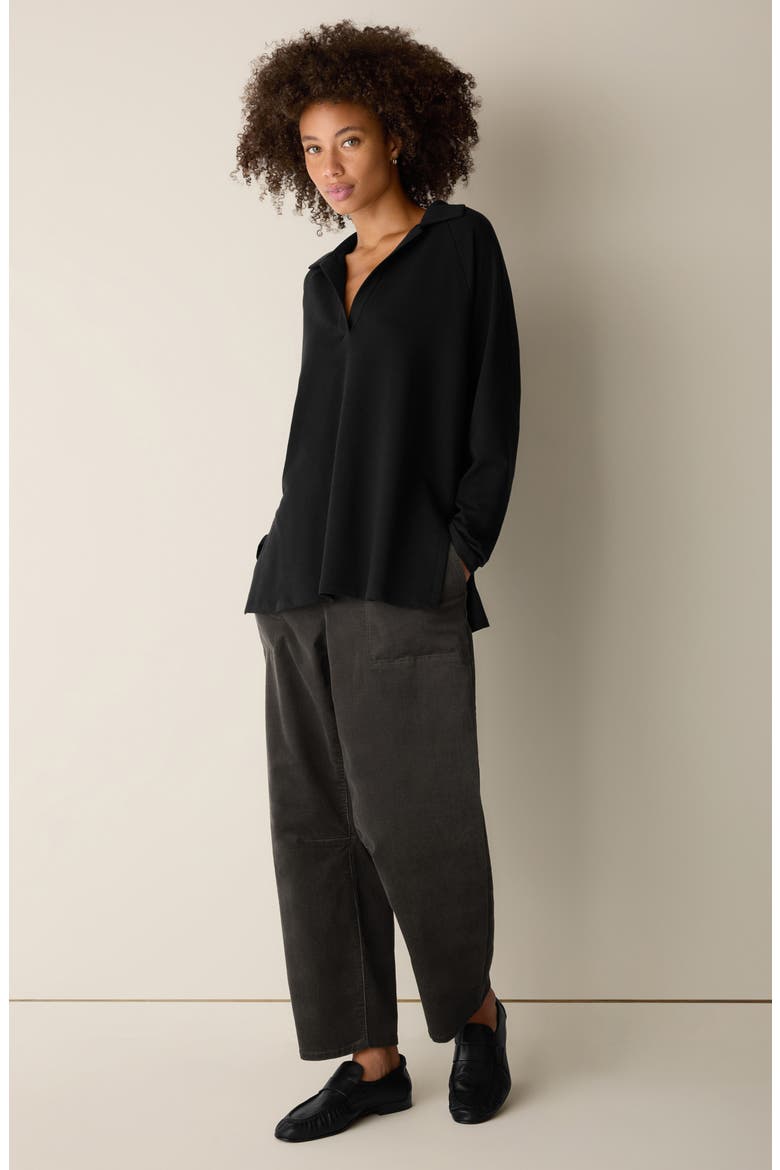 Henley Tunic Top, Alternate, color, BLACK