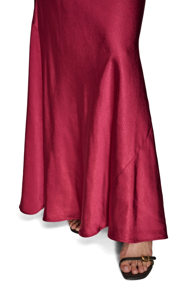 Cowl Neck Satin Cocktail Maxi Dress, Alternate, color, SANGRIA
