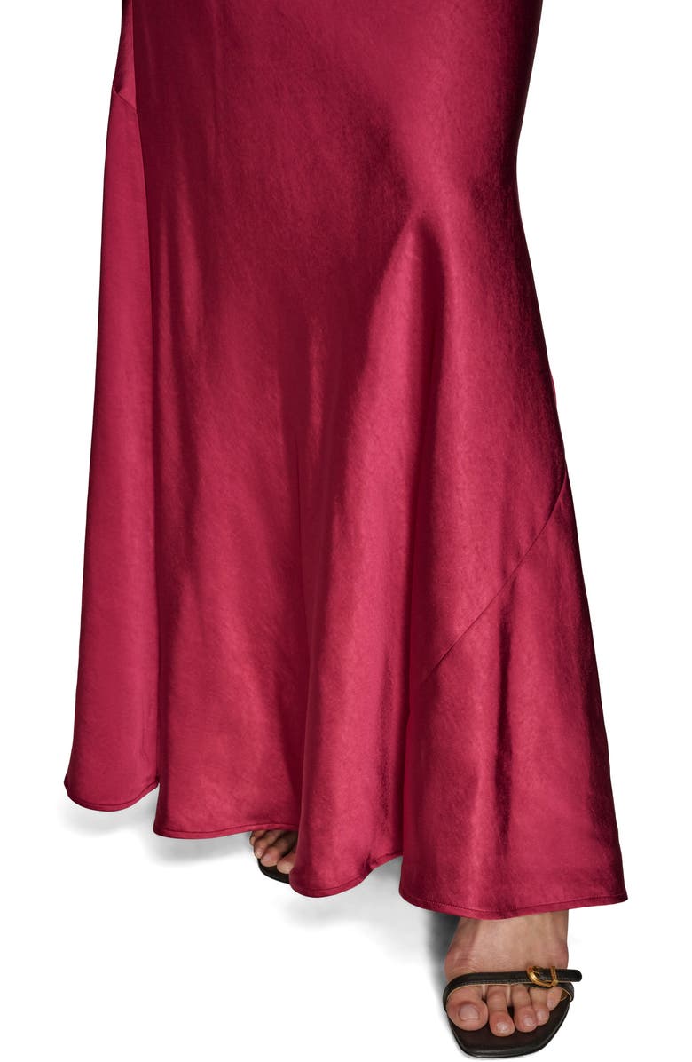 Donna Karan New York Cowl Neck Satin Cocktail Maxi Dress, Alternate, color, Sangria