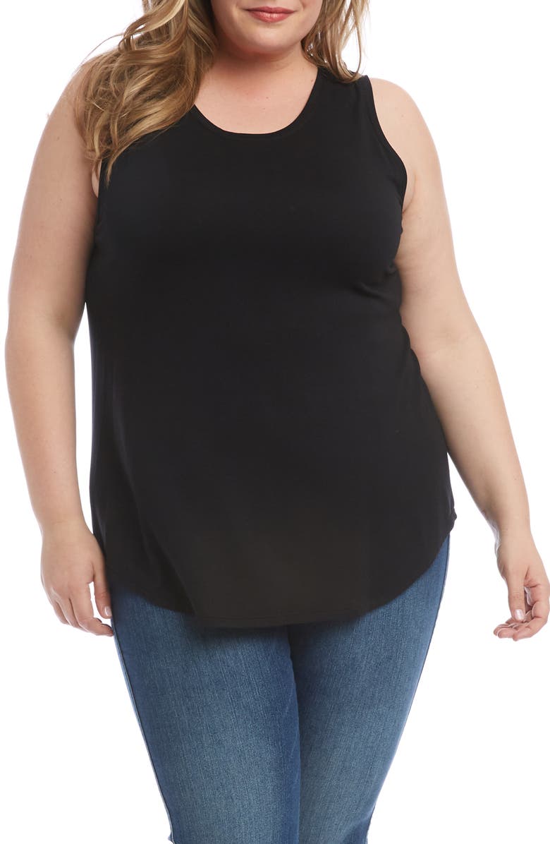 Karen Kane Shirttail Tank, Alternate, color, Black