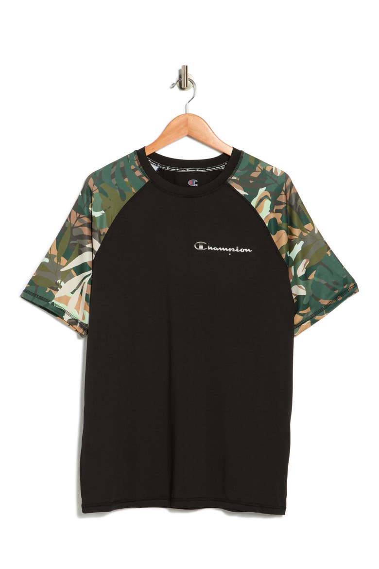 Printed Short Sleeve Rashguard Top, Alternate, color, BLACK